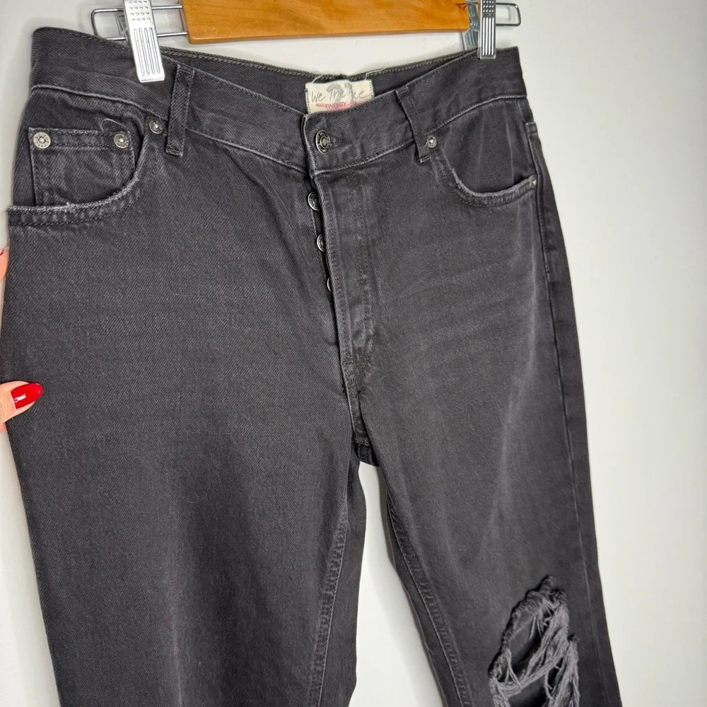 C26‎ Free People Maggie Mid Rise Straight Leg Jeans Washed Black